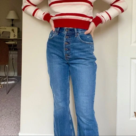 NEW Abercrombie & Fitch Ultra High Rise Kick Flare Blue Jeans - Curve Love 26/2S - Picture 2 of 5